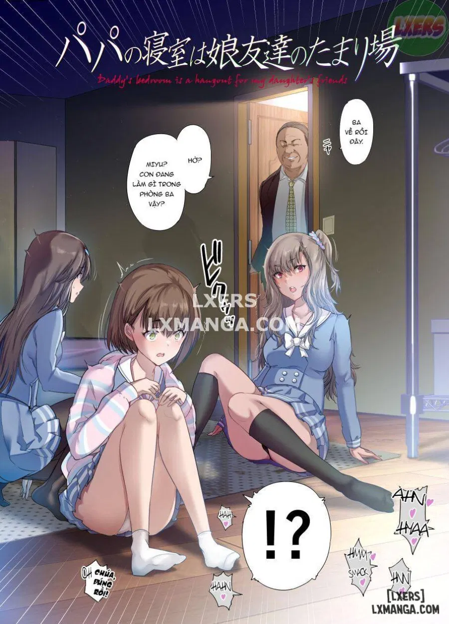 Daddy's bedroom is a hangout for his daughter's friends 