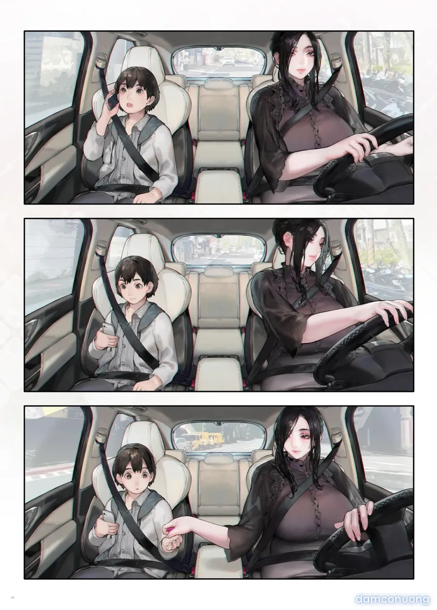 Cô vợ hàng xóm, ngay cả khi lái xe cũng không bỏ bê việc tập cơ sàn chậu. 